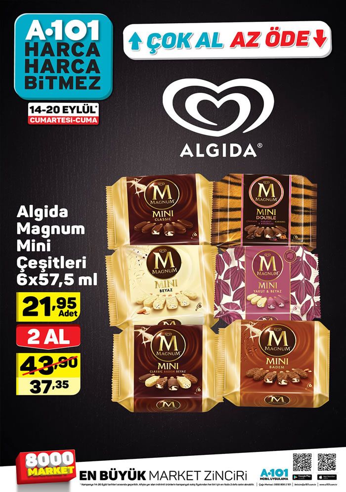 A101 14-20 Eylül 2019 Çok Al Az Öde - Algida Magnum Mini Dondurma