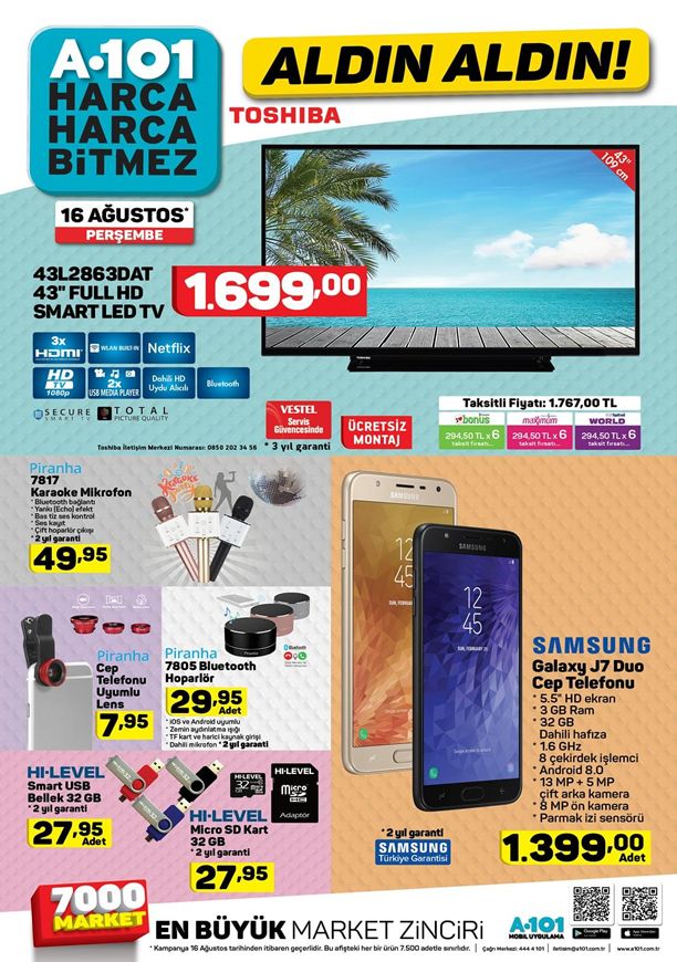 A101 16 Ağustos 2018 Kataloğu - Samsung Galaxy J7 Duo Cep Telefonu