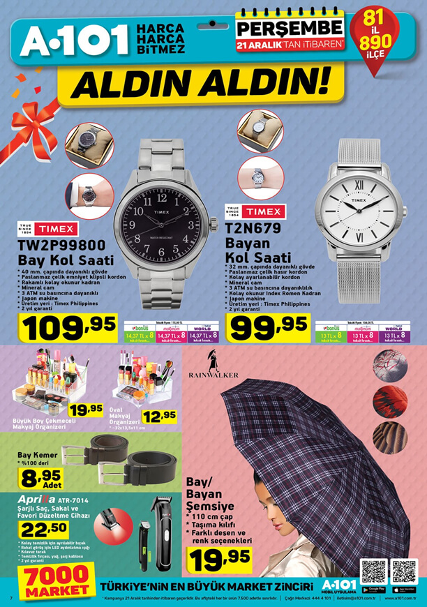 A101 Market 21 Aralık 2017 Katalogu - TIMEX Kol Saati