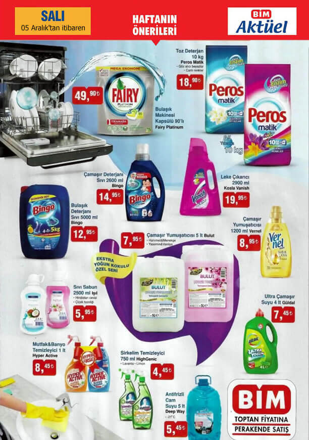 BİM 5 Aralık 2017 Salı İndirimli Ürünler - Temizlik Ürünleri