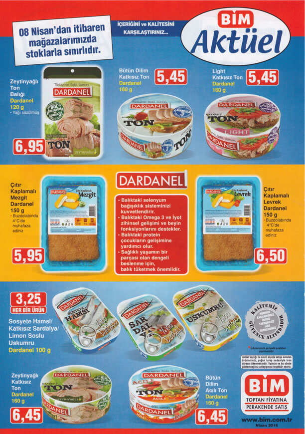 BİM Market 08.04.2016 Cuma Katalogu - Dardanel Ton