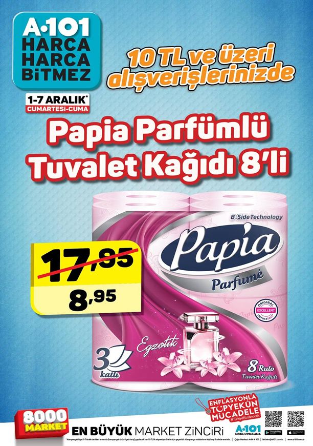 A101 1 - 7 Aralık 2018 Kampanyası - Papia Parfümlü Tuvalet Kağıdı