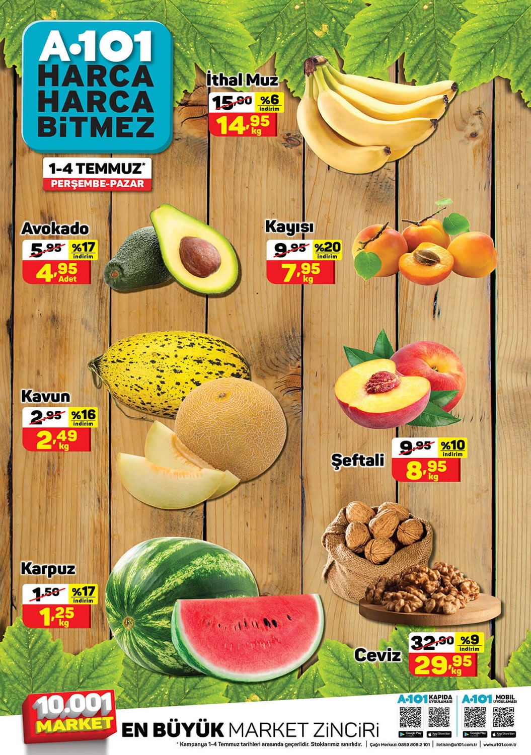A101 1 Temmuz - 4 Temmuz 2021 Meyve Sebze Fiyatları