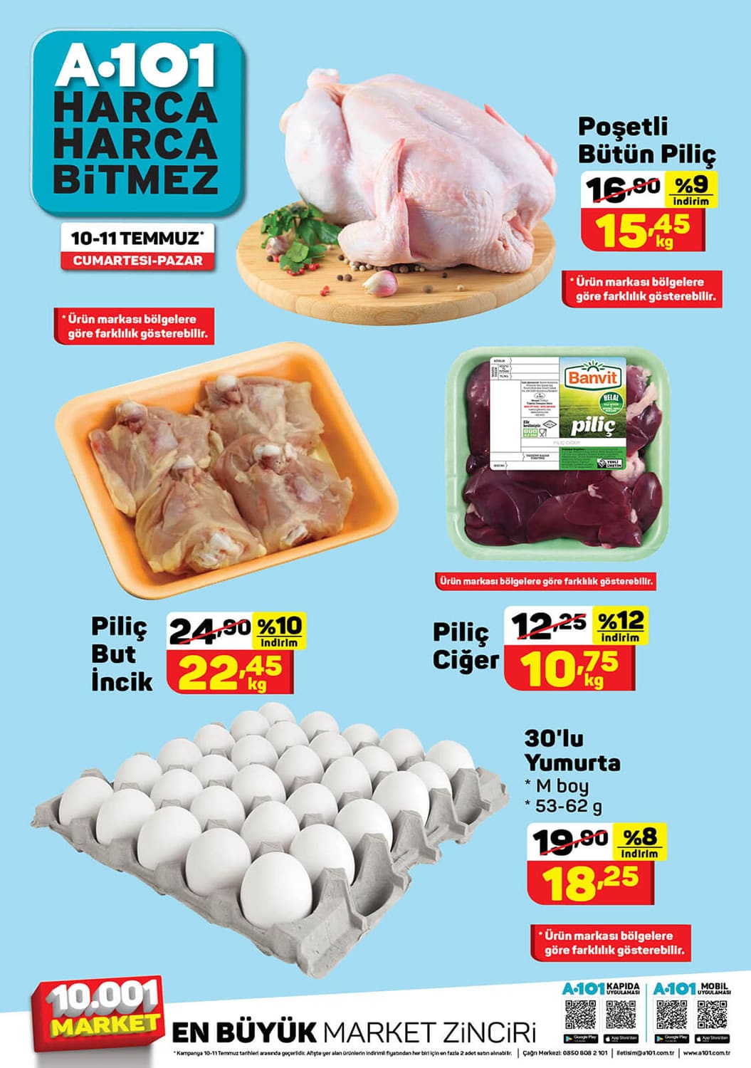 A101 10 - 11 Temmuz 2021 Tavuk ve Yumurta Fiyatları