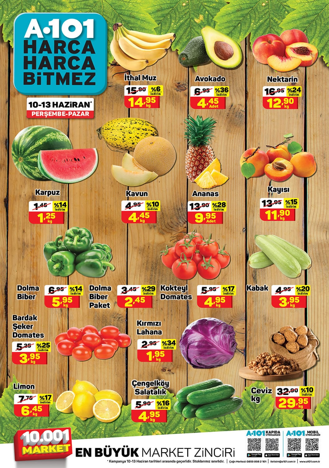 A101 10 - 13 Haziran 2021 Meyve Sebze Fiyatları
