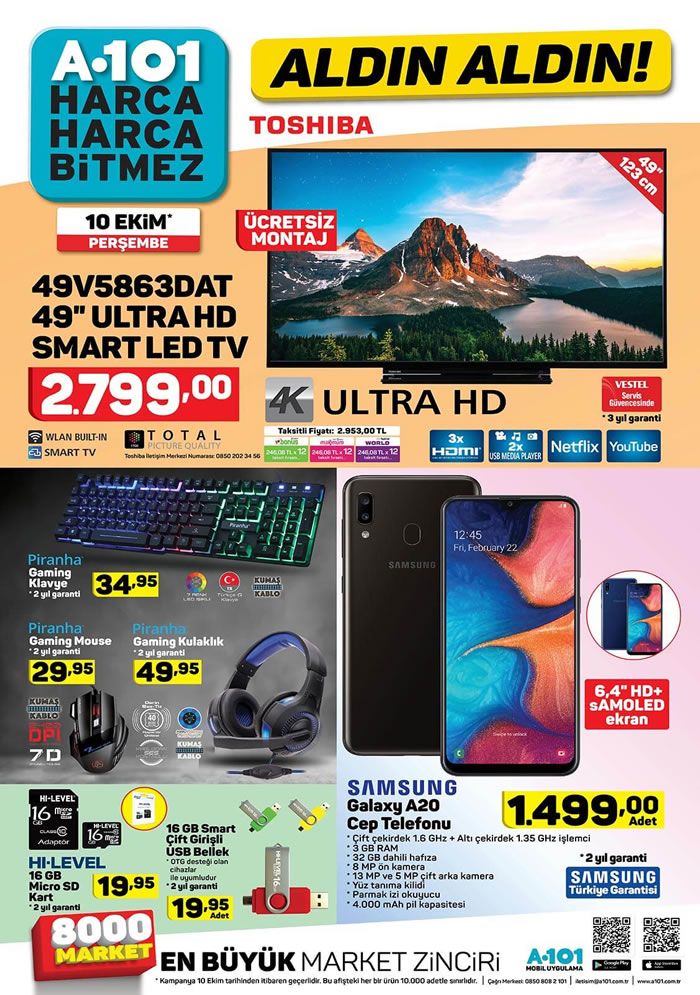 A101 10 Ekim 2019 Kataloğu - Samsung Galaxy A20 Cep Telefonu