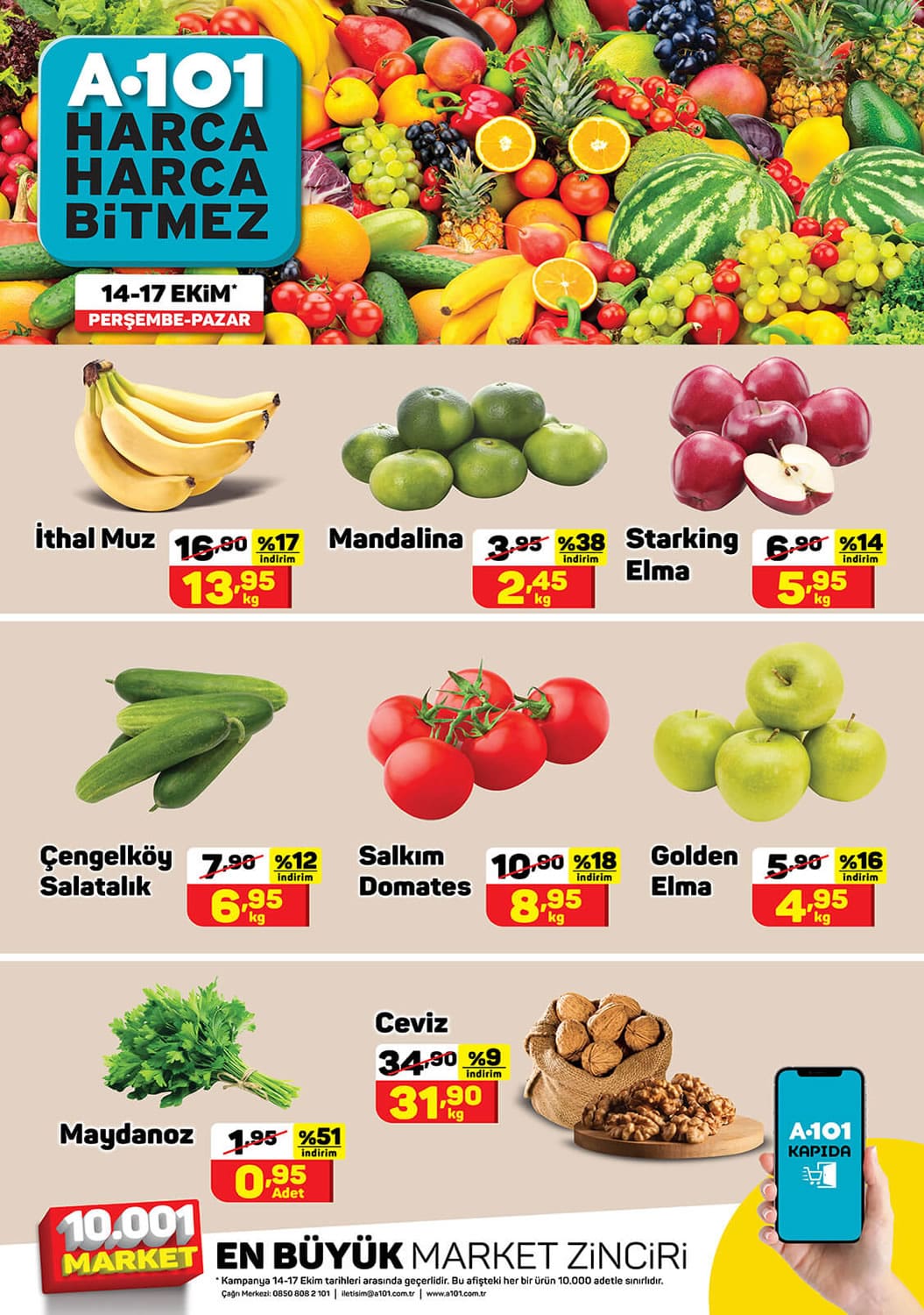 A101 14 - 17 Ekim 2021 Meyve Sebze Fiyatları