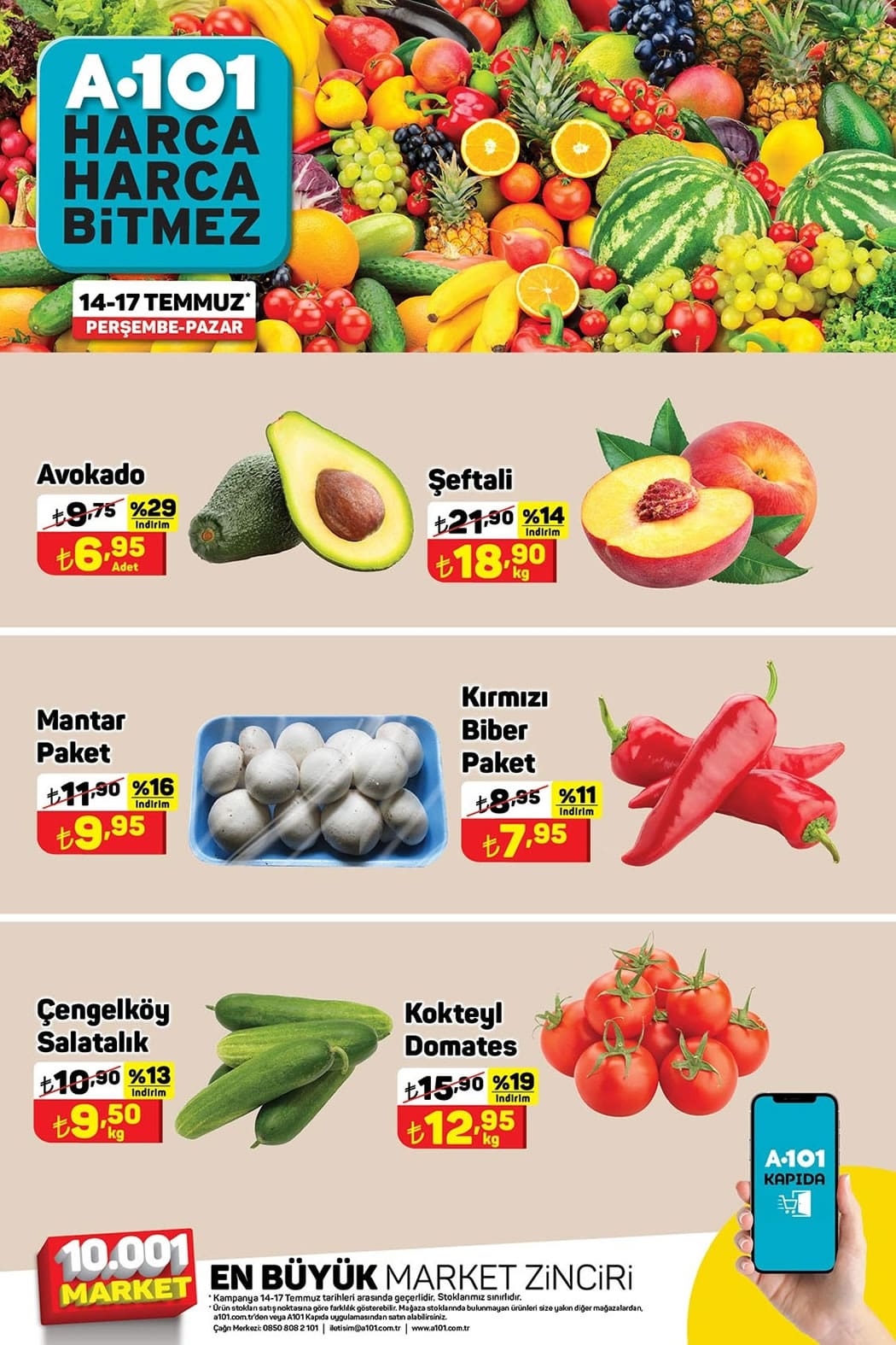 A101 14 - 17 Temmuz 2022 Sebze ve Meyve Fiyatları