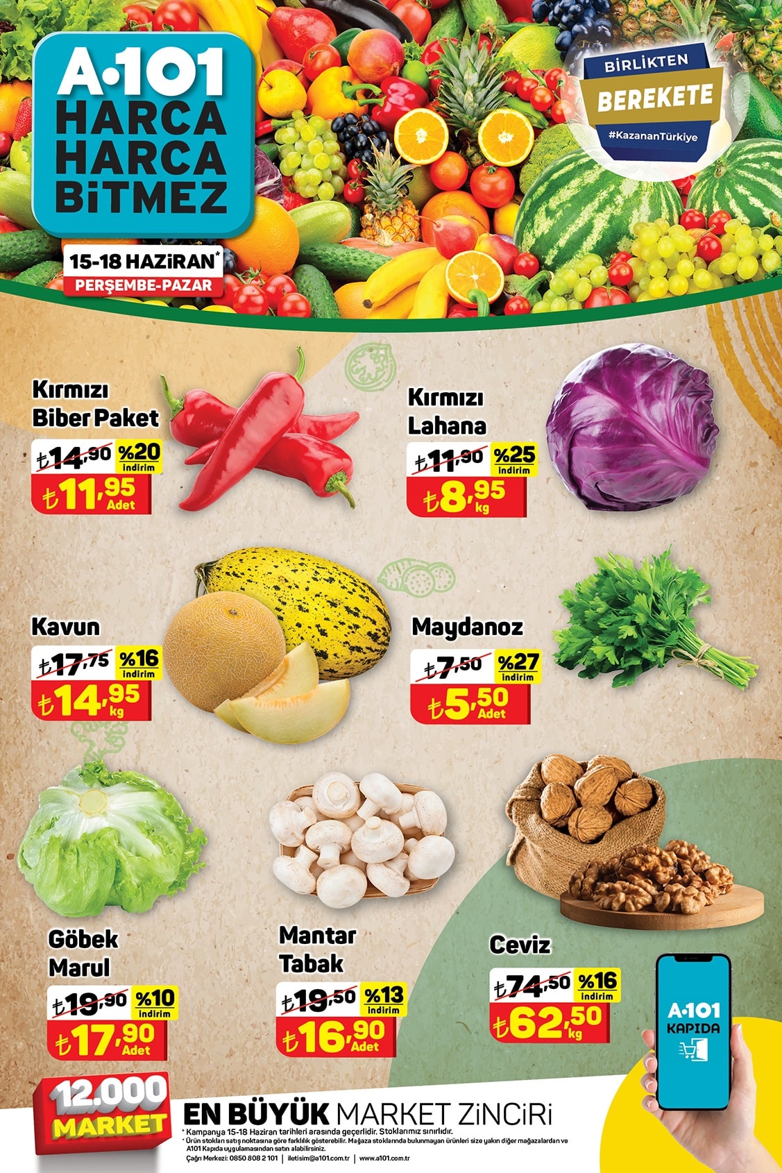 A101 15 - 18 Haziran 2023 Meyve ve Sebze Fiyatları