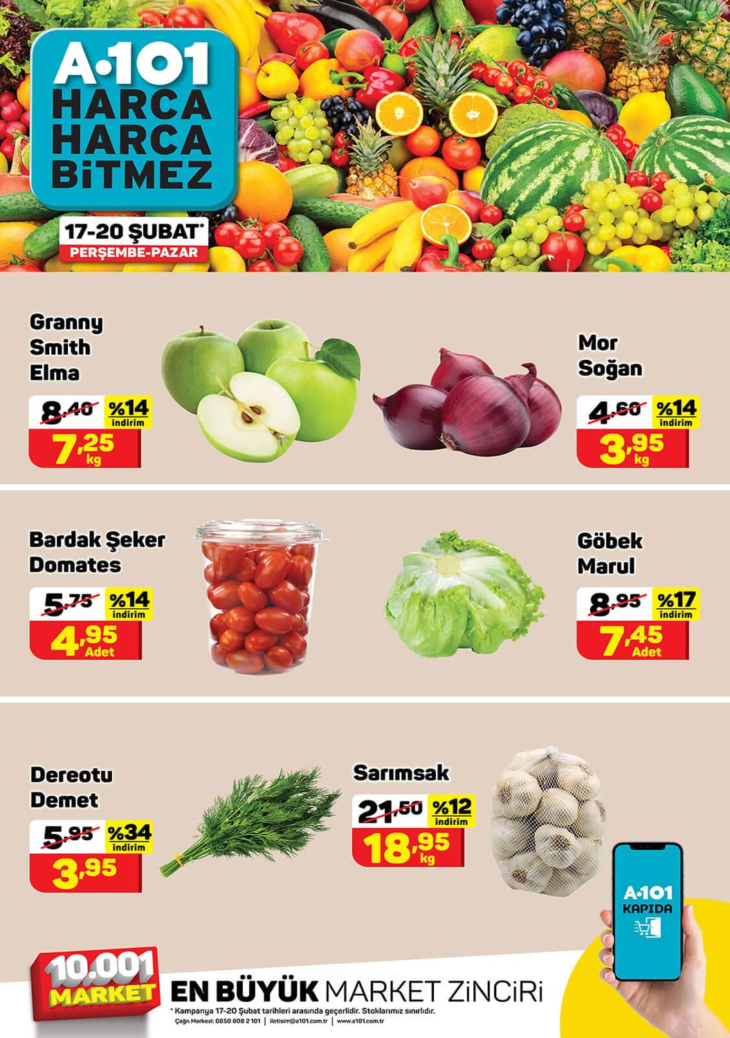 A101 17 - 20 Şubat 2022 Meyve ve Sebze Fiyatları