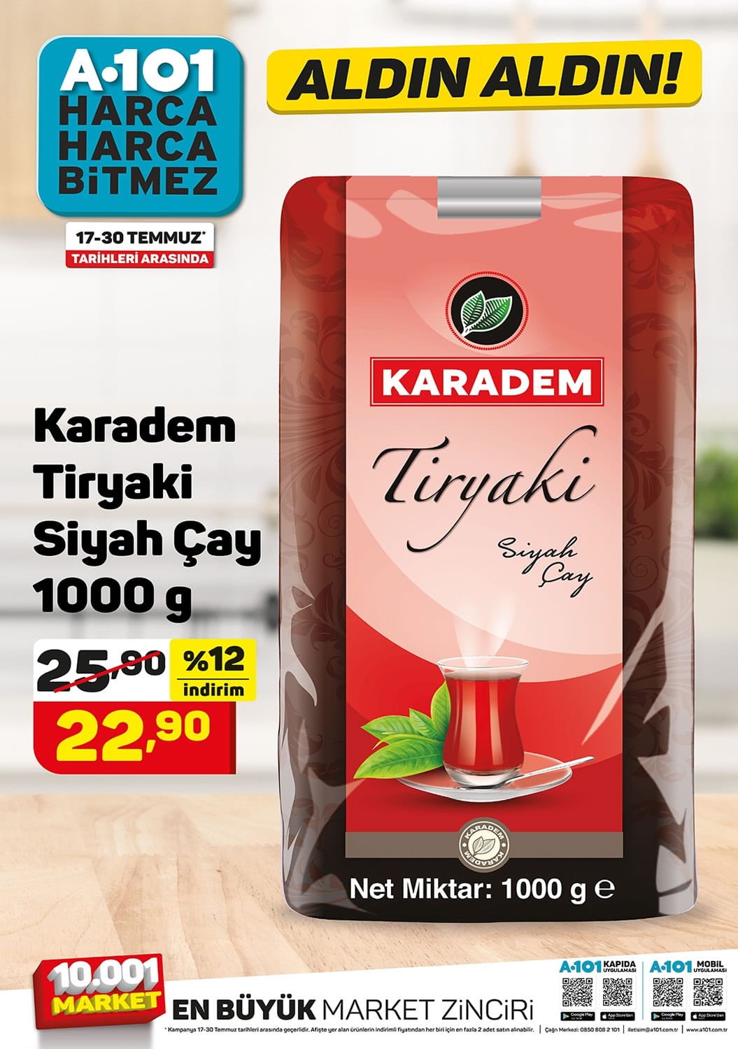 A101 17 - 30 Temmuz 2021 Karadem Tiryaki Siyah Çay Fiyatı