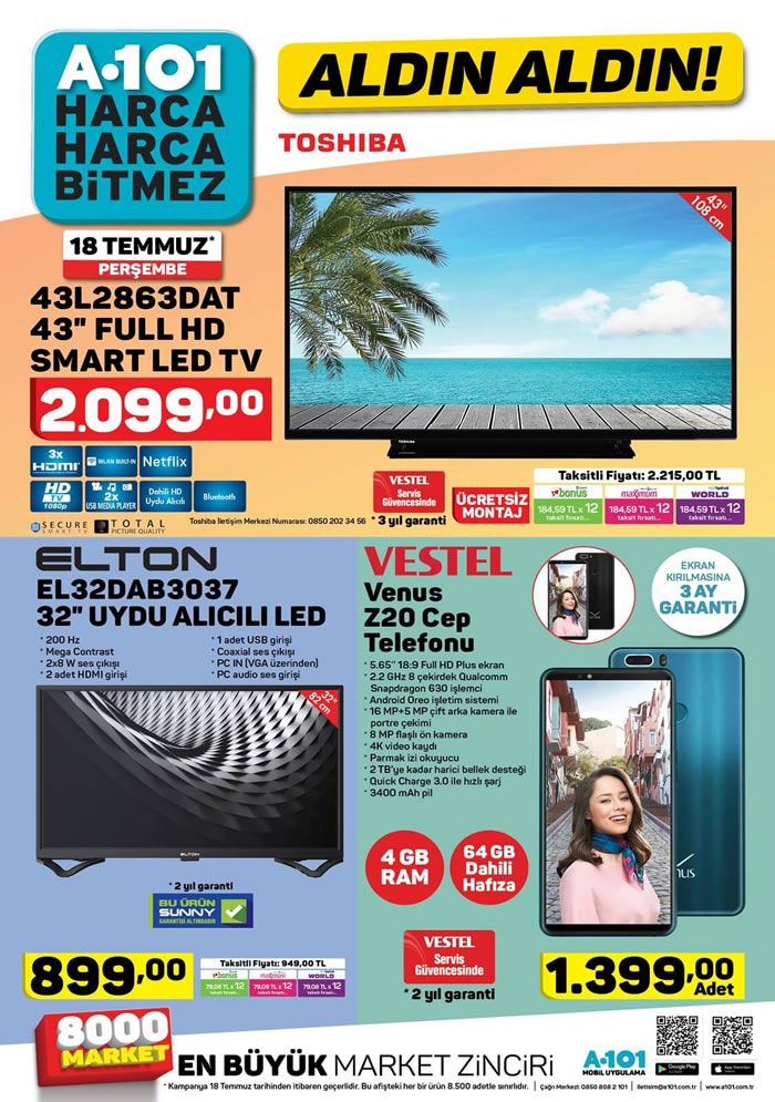 A101 18 Temmuz 2019 Kataloğu - Vestel Venus Z20 Cep Telefonu
