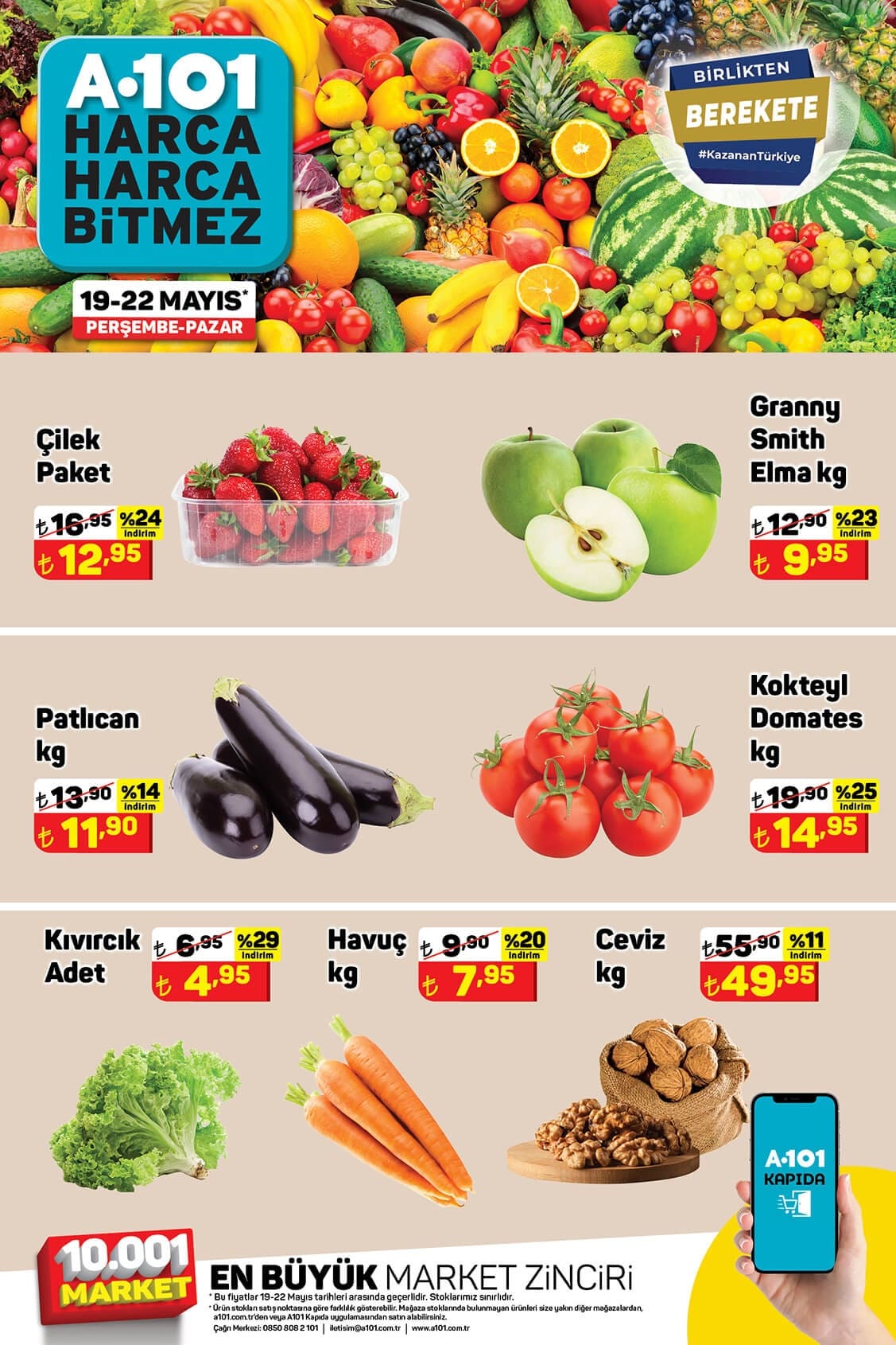 A101 19 - 22 Mayıs 2022 Meyve ve Sebze Fiyatları