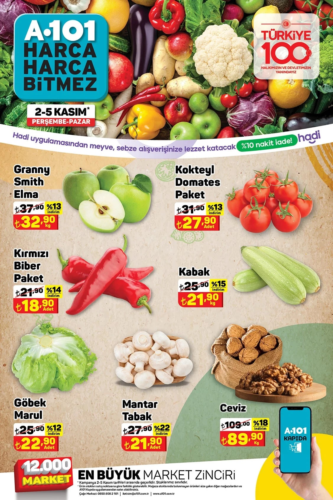 A101 2 - 5 Kasım 2023 Meyve ve Sebze Fiyatları