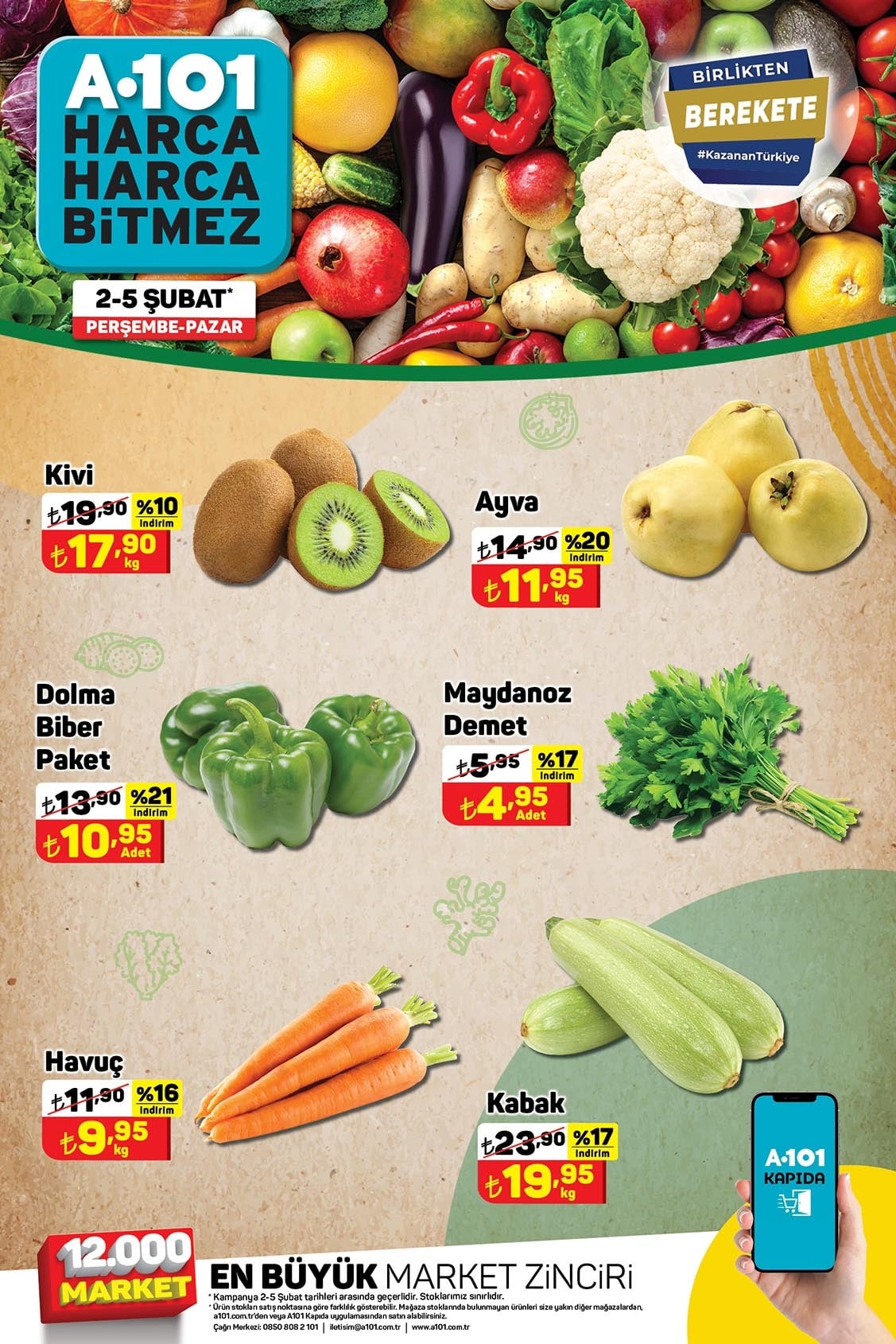 A101 2 - 5 Şubat 2023 Meyve ve Sebze Fiyatları