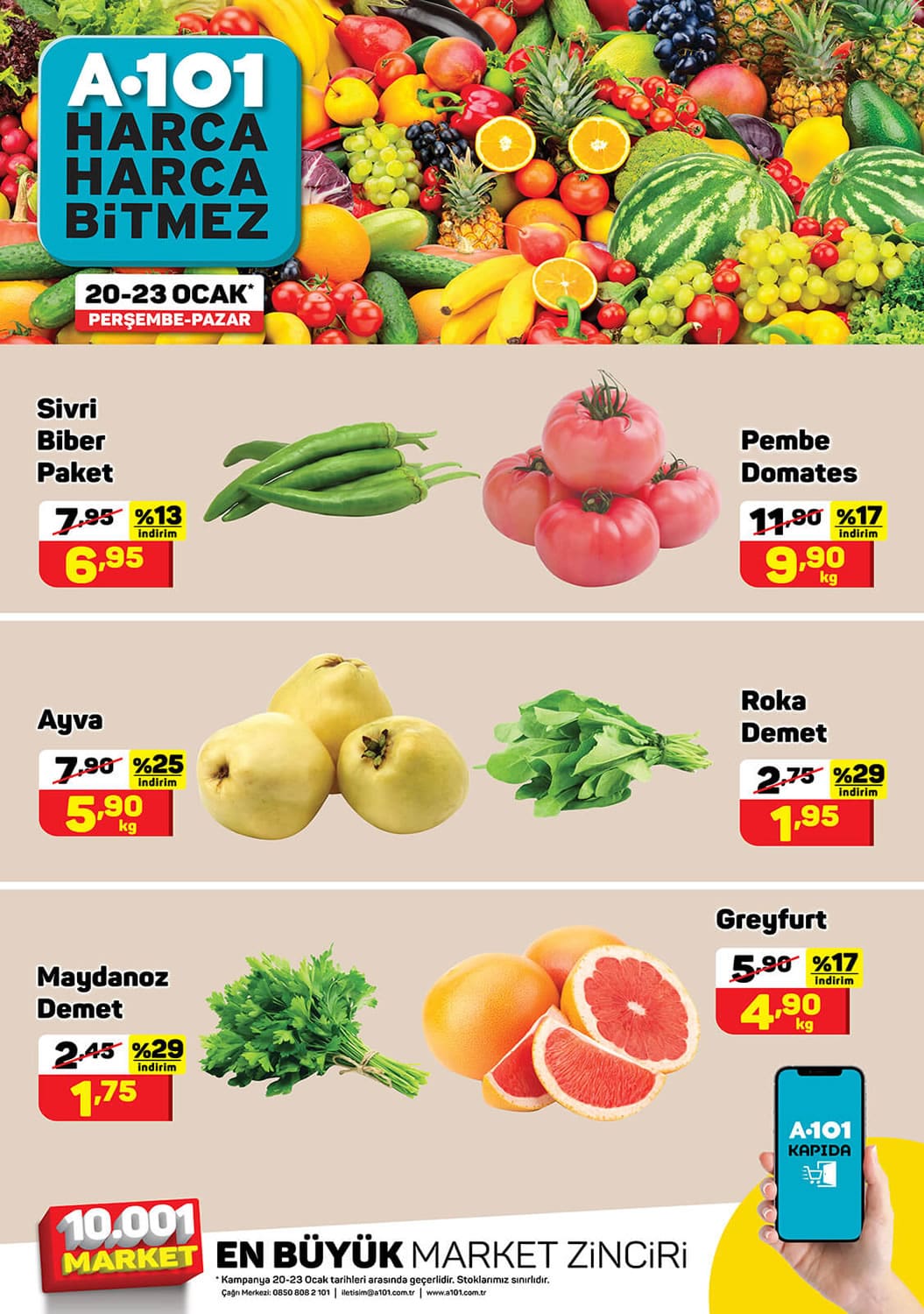 A101 20 - 23 Ocak 2022 Meyve ve Sebze Fiyatları