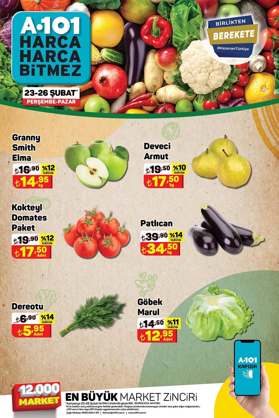 A101 23 - 26 Şubat 2023 Meyve ve Sebze Fiyatları