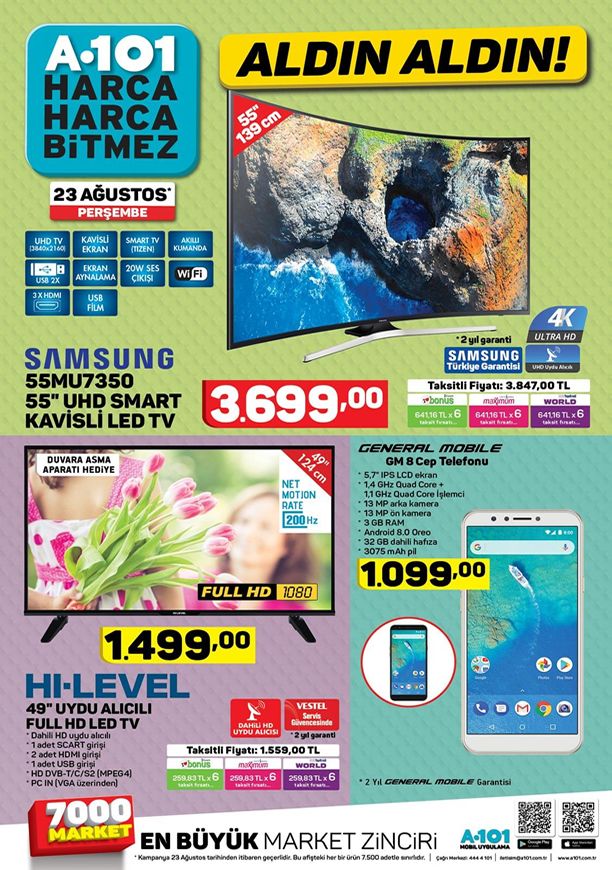 A101 23 Ağustos 2018 Kataloğu - Samsung Smart Kavisli Led Tv