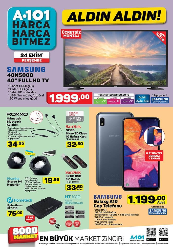 A101 24 Ekim 2019 Kataloğu - Samsung Galaxy A10 Cep Telefonu