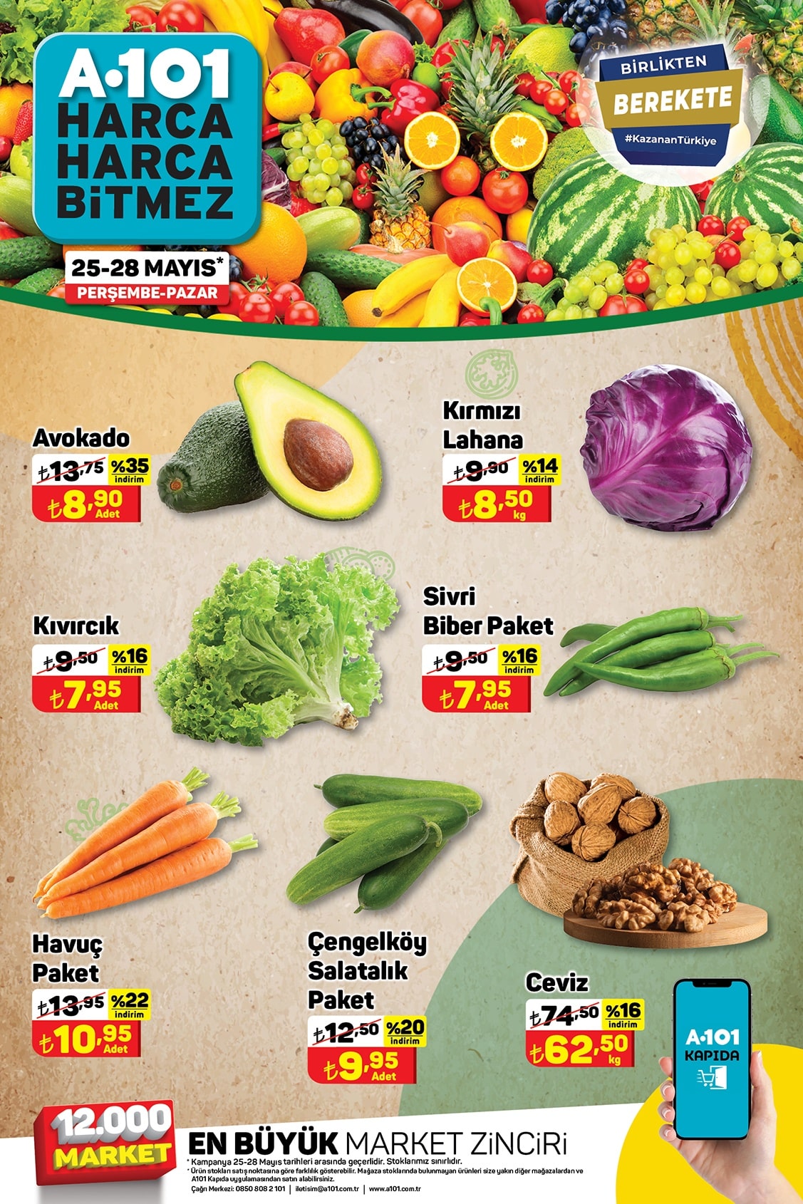 A101 25 - 28 Mayıs 2023 Meyve ve Sebze Fiyatları