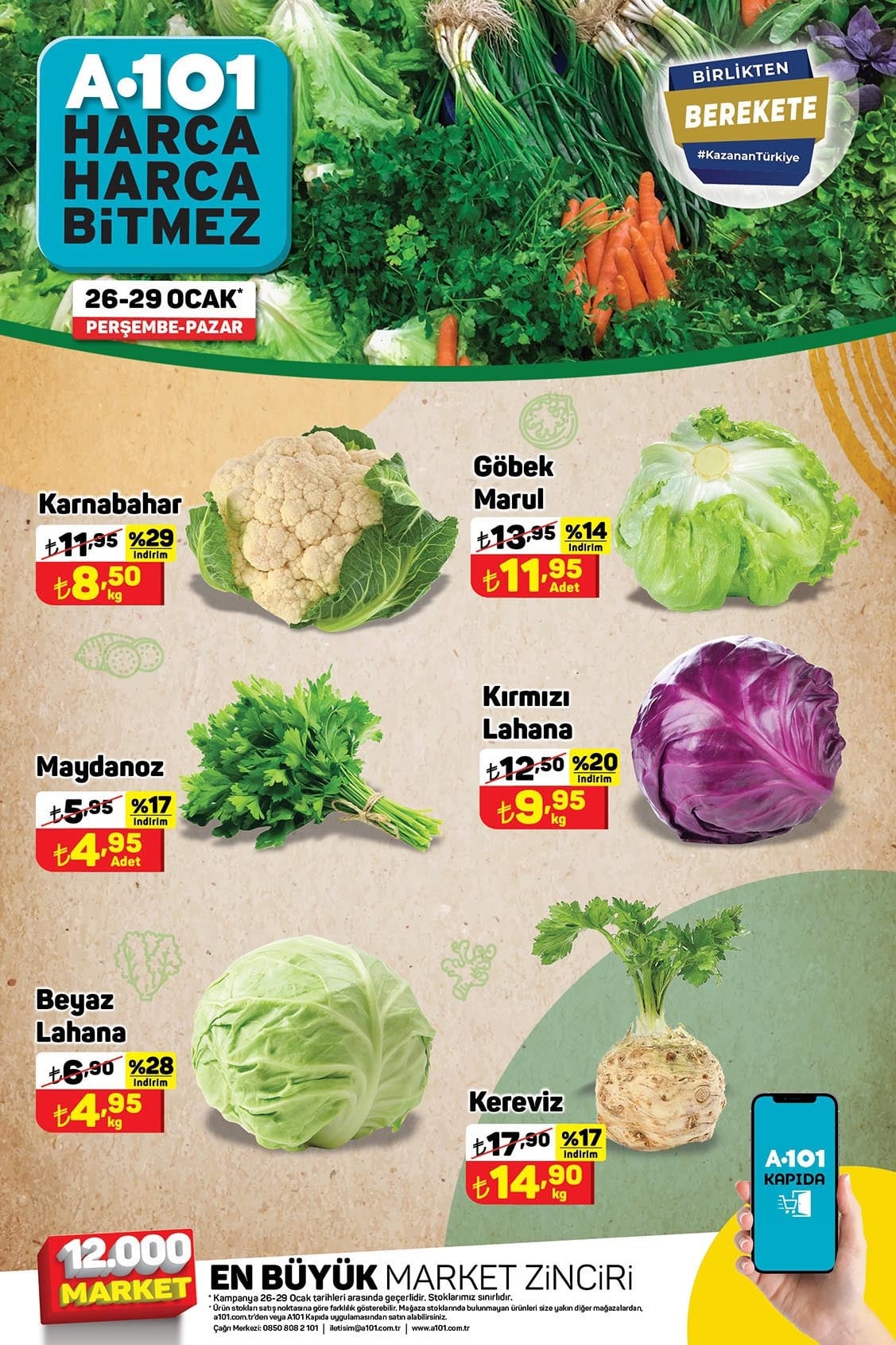 A101 26 - 29 Ocak 2023 Meyve ve Sebze Fiyatları
