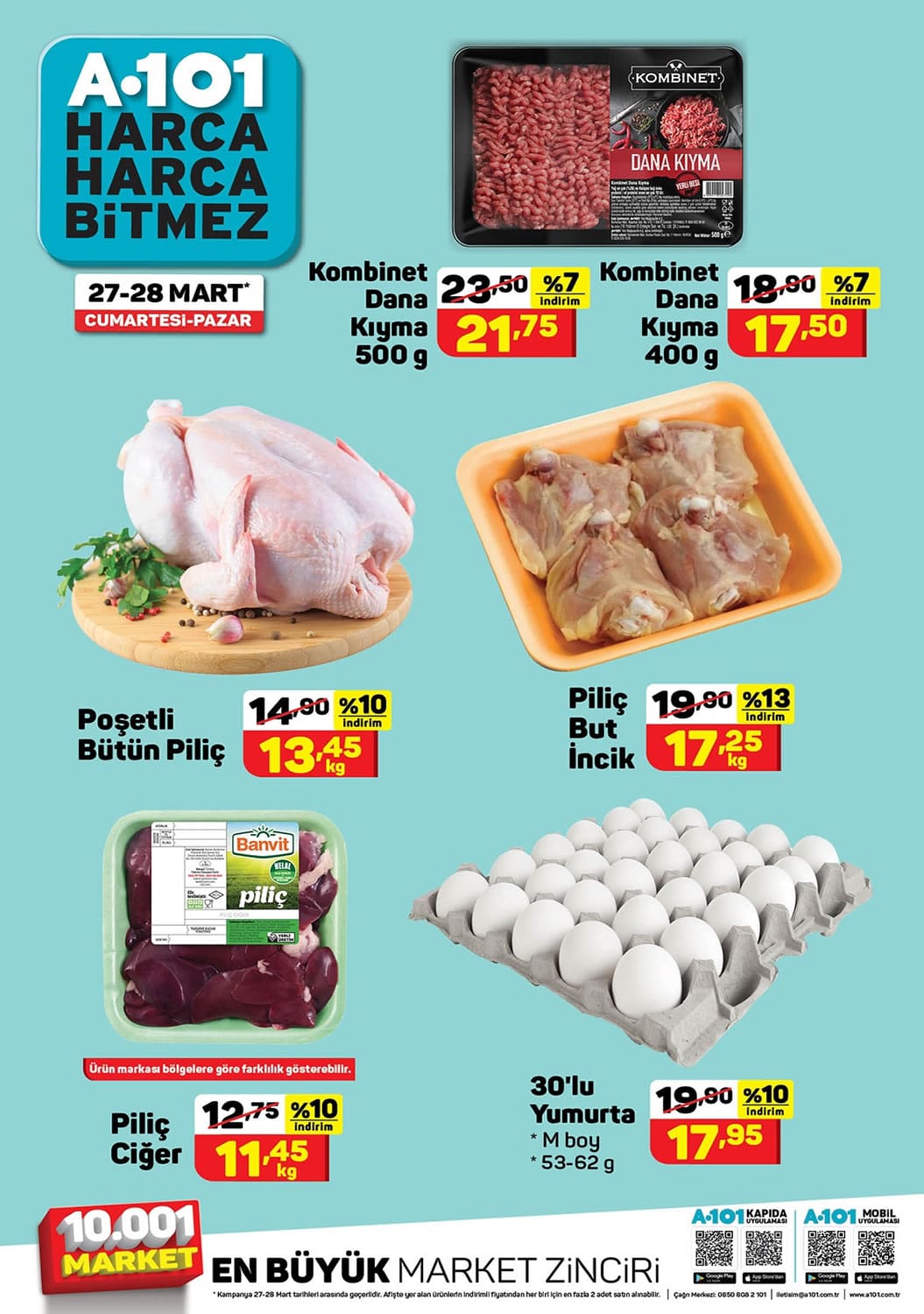 A101 27 - 28 Mart 2021 Et Tavuk ve Yumurta Fiyatları