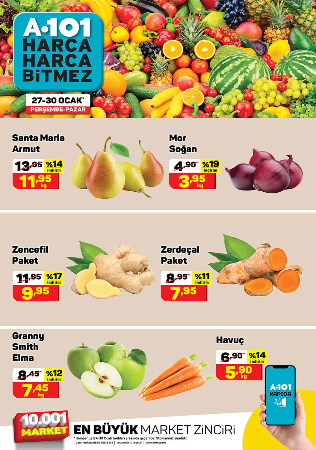 A101 27 - 30 Ocak 2022 Meyve ve Sebze Fiyatları