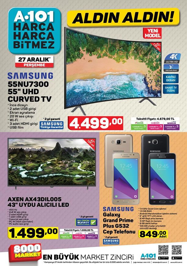 A101 27 Aralık 2018 Kataloğu - Samsung UHD Curved Tv