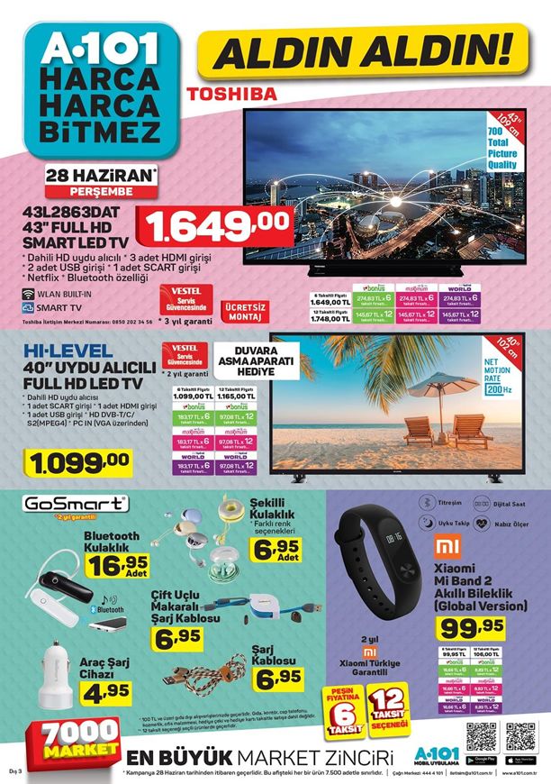 A101 28 Haziran 2018 Katalogu - Toshiba Full HD Smart Led Tv