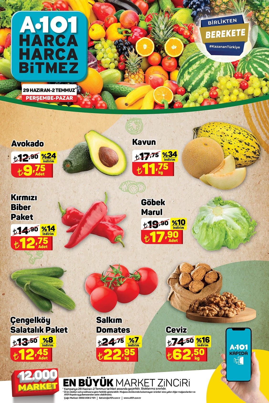 A101 29 Haziran - 2 Temmuz 2023 Meyve ve Sebze Fiyatları