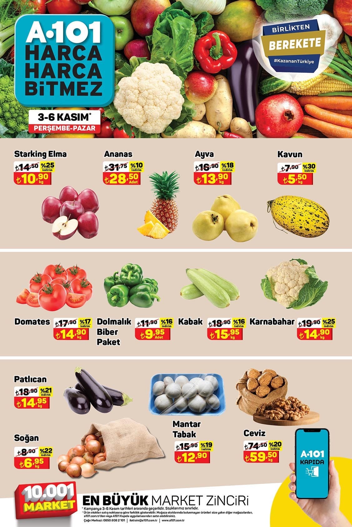 A101 3 - 6 Kasım 2022 Meyve ve Sebze Fiyatları