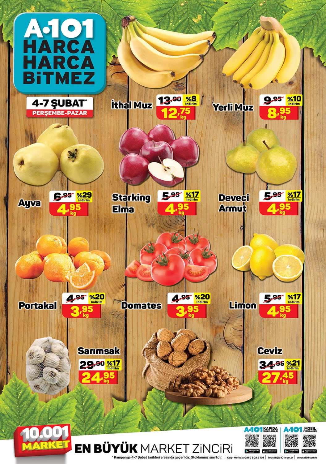 A101 4 - 7 Şubat 2021 Meyve ve Sebze Fiyatları