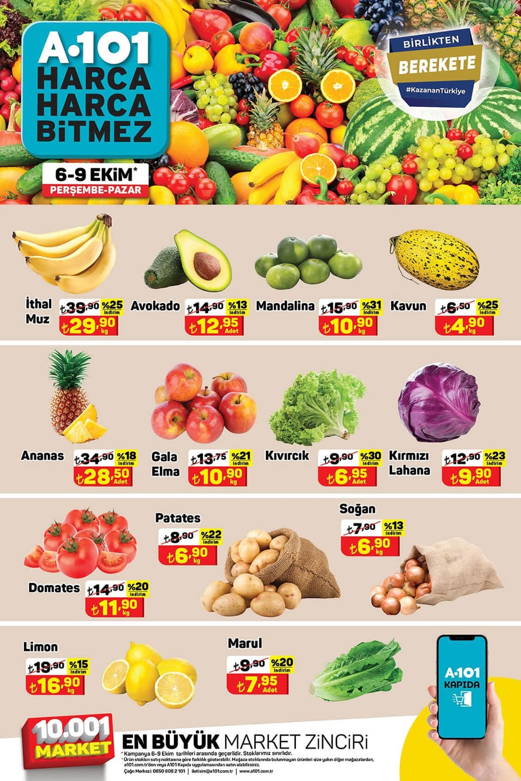 A101 6 - 9 Ekim 2022 Meyve ve Sebze Fiyatları