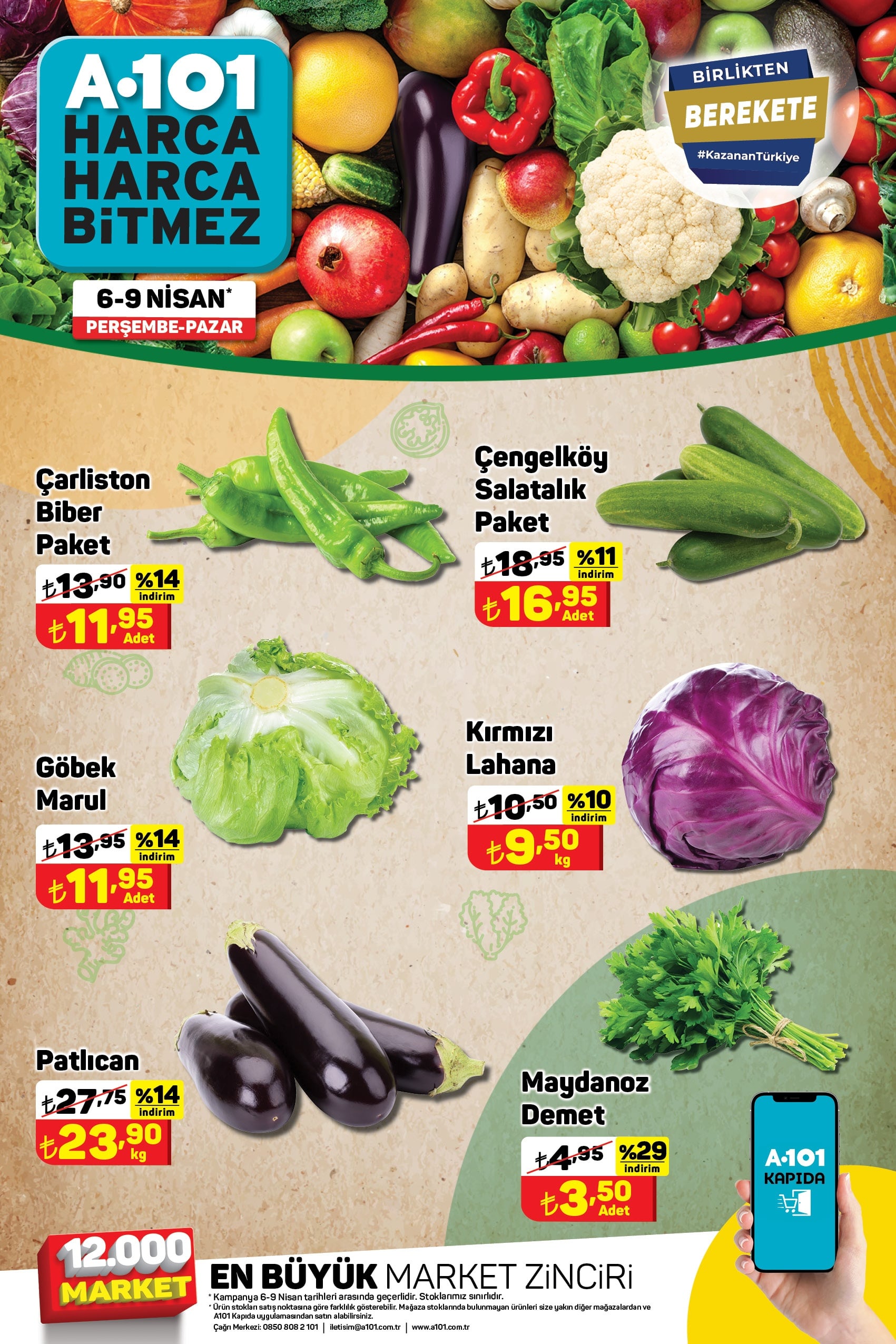 A101 6 - 9 Nisan 2023 Meyve ve Sebze Fiyatları