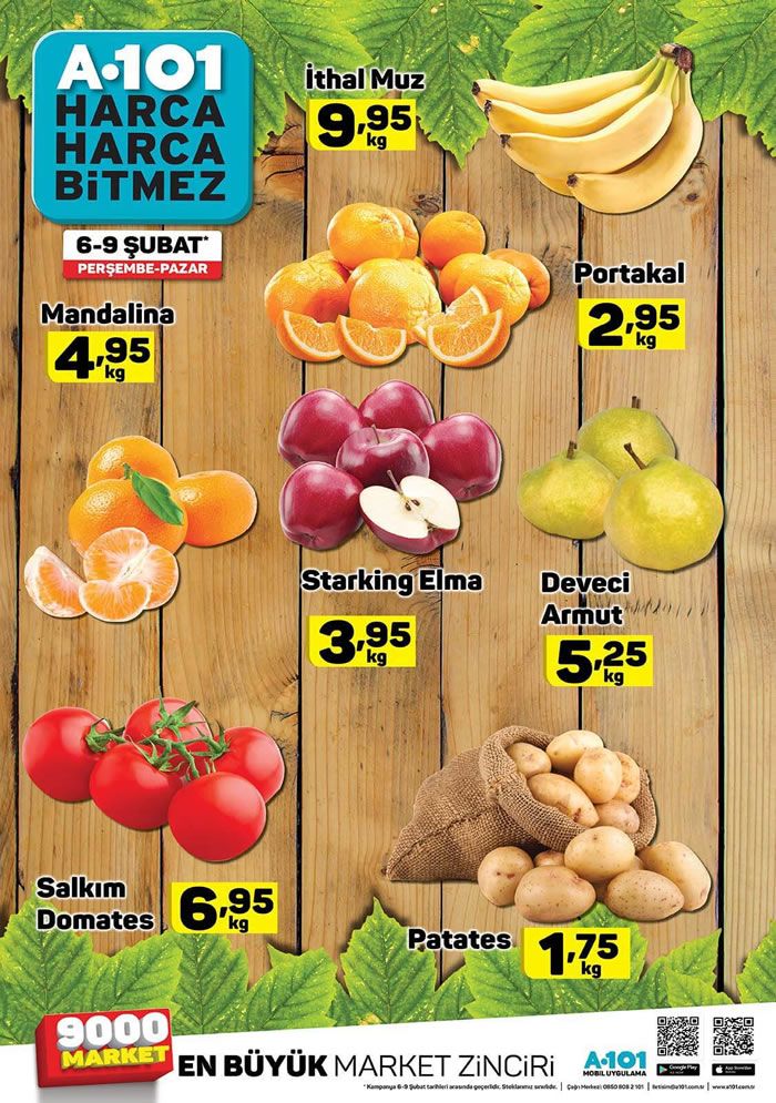 A101 6 - 9 Şubat 2020 Meyve Sebze Fiyatları