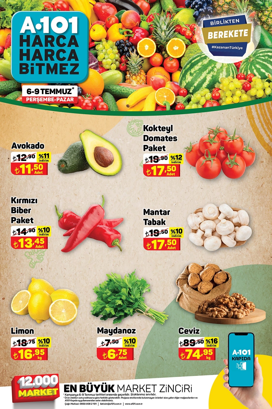 A101 6 - 9 Temmuz 2023 Meyve ve Sebze Fiyatları