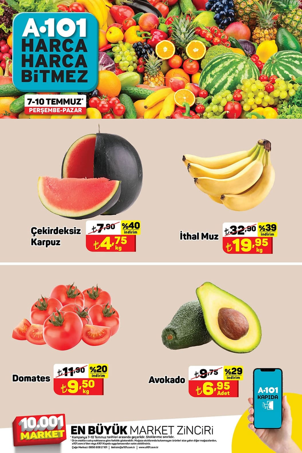 A101 7 - 10 Temmuz 2022 Meyve ve Sebze Fiyatları