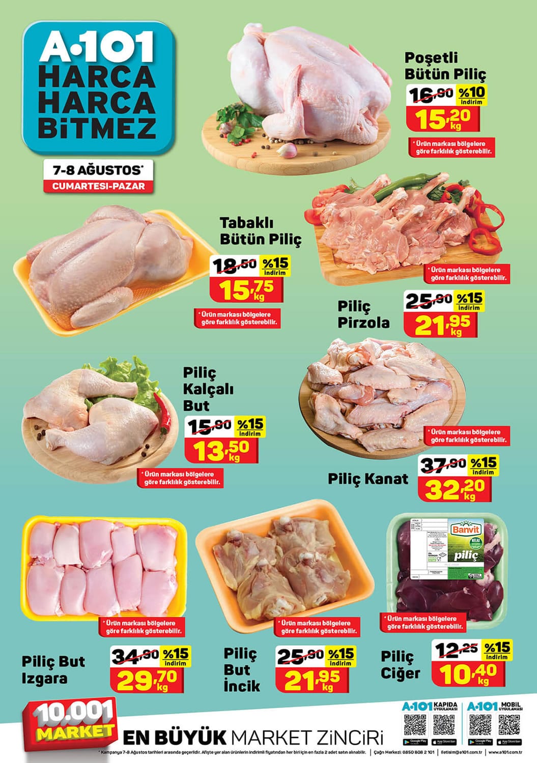 A101 7 Ağustos - 8 Ağustos 2021 Tavuk Fiyatları