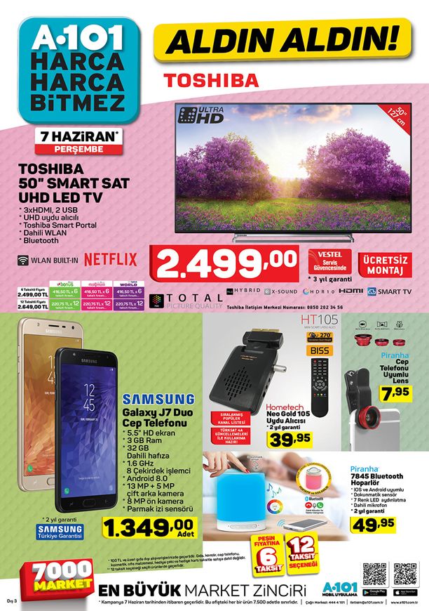 A101 7 Haziran 2018 Katalogu - Toshiba Smart SAT UHD Led Tv
