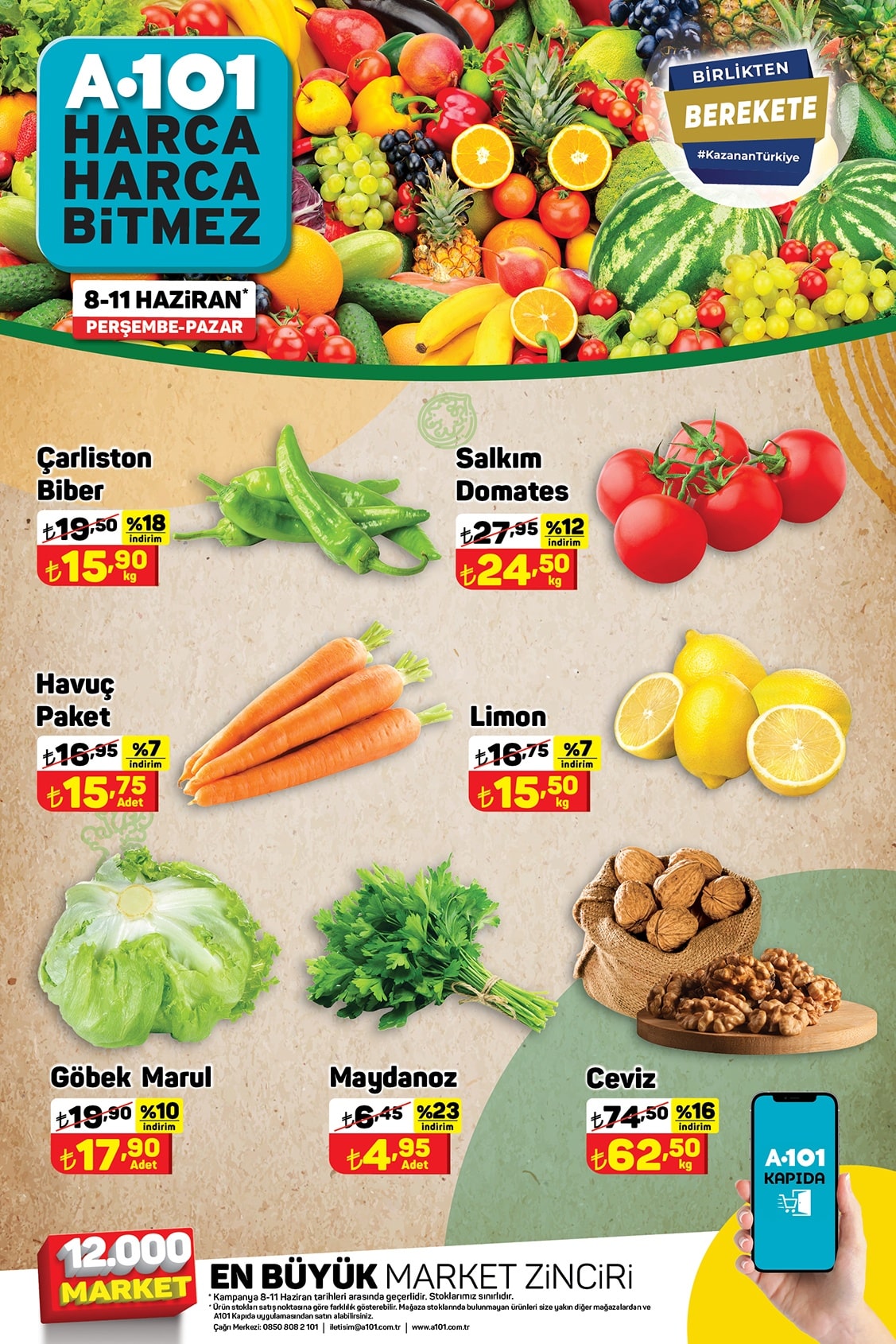 A101 8 - 11 Haziran 2023 Meyve ve Sebze Fiyatları