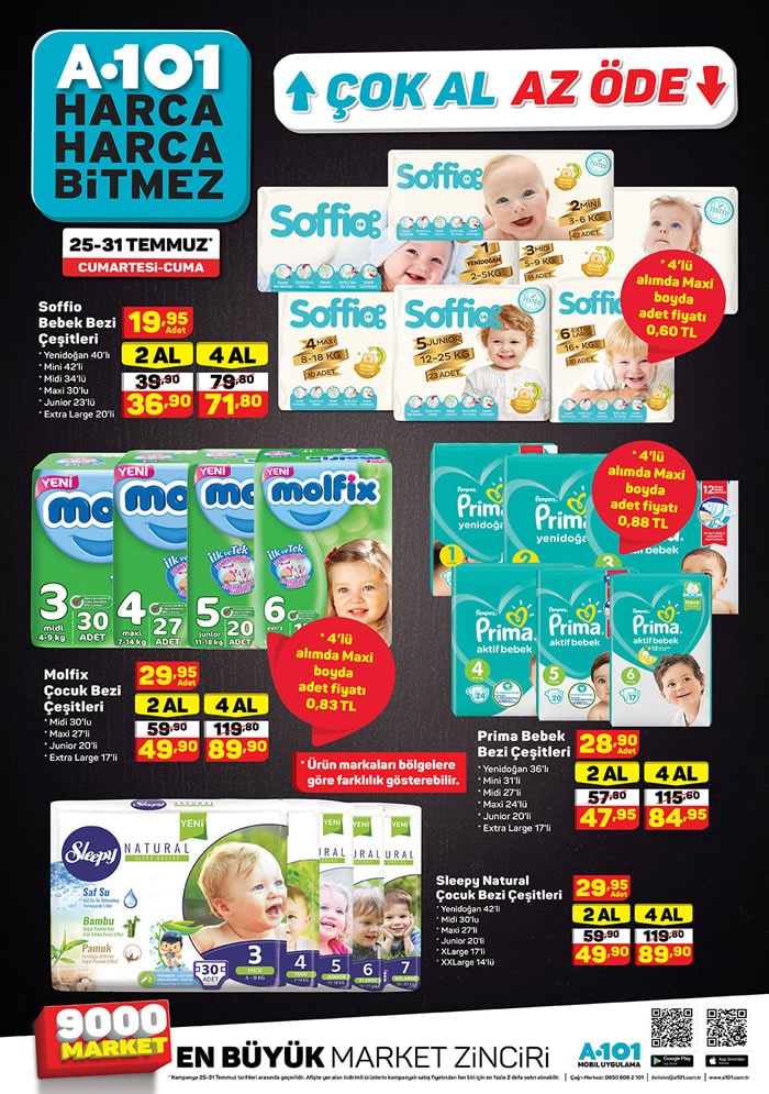 A101 Bebek Bezi Fiyatları 25 Temmuz 2020 Çok Al Az Öde Broşürü
