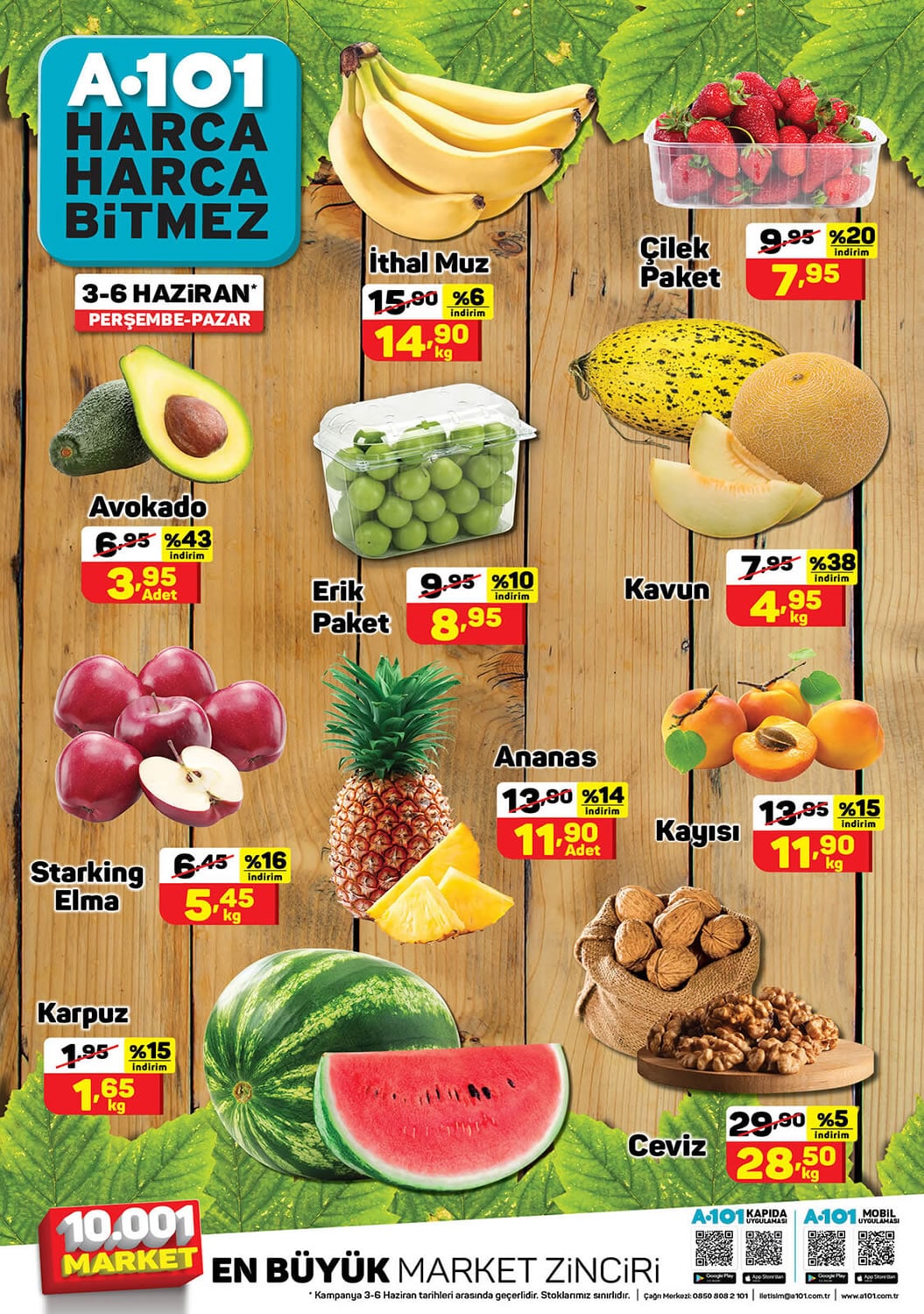 A101 Market 3 - 6 Haziran 2021 Meyve Sebze İndirimli Fiyatları