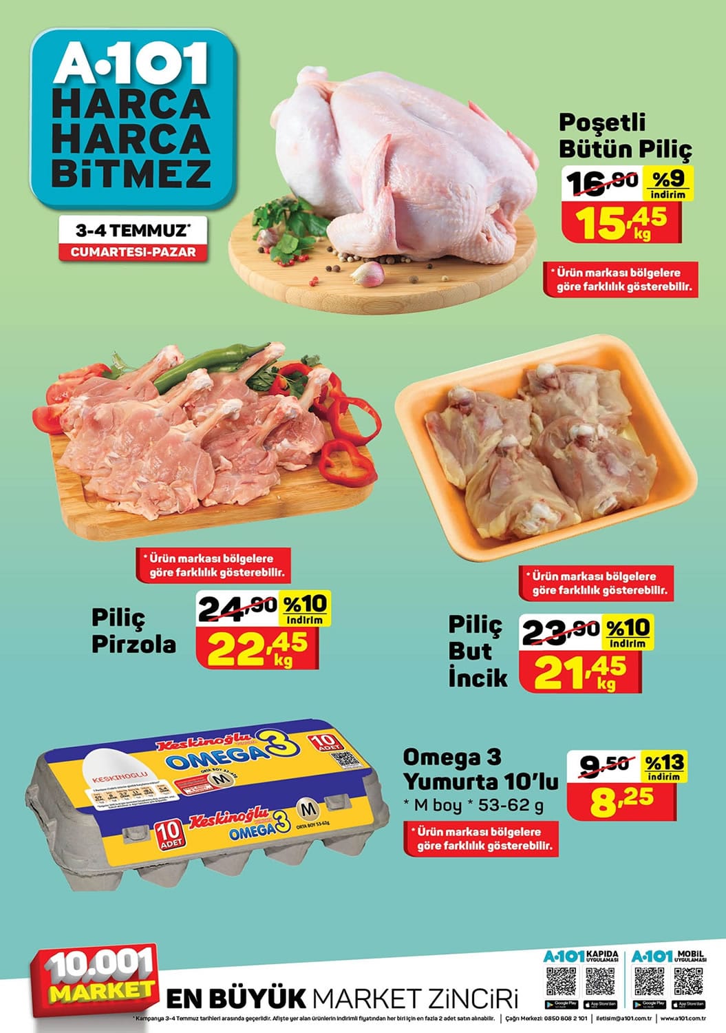 A101 Market 3 Temmuz - 4 Temmuz 2021 Tavuk ve Yumurta Fiyatları