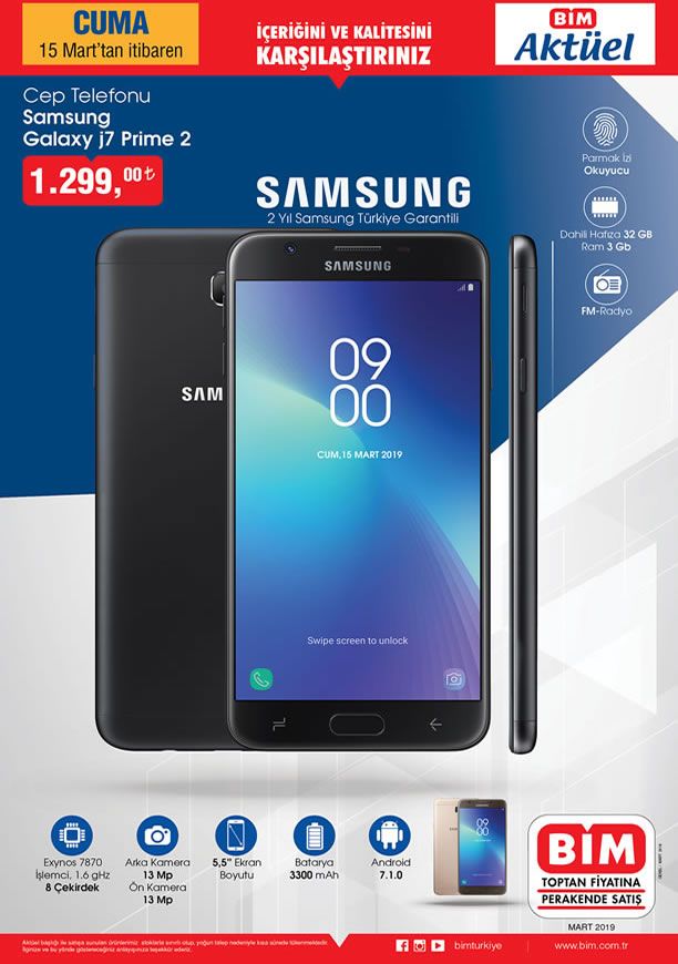 BİM 15.03.2019 Kataloğu - Samsung Galaxy J7 Prime 2 Cep Telefonu