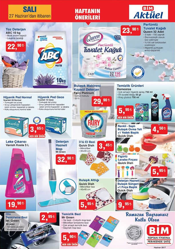 BİM 27 Haziran 2017 - Temizlik Ürünleri