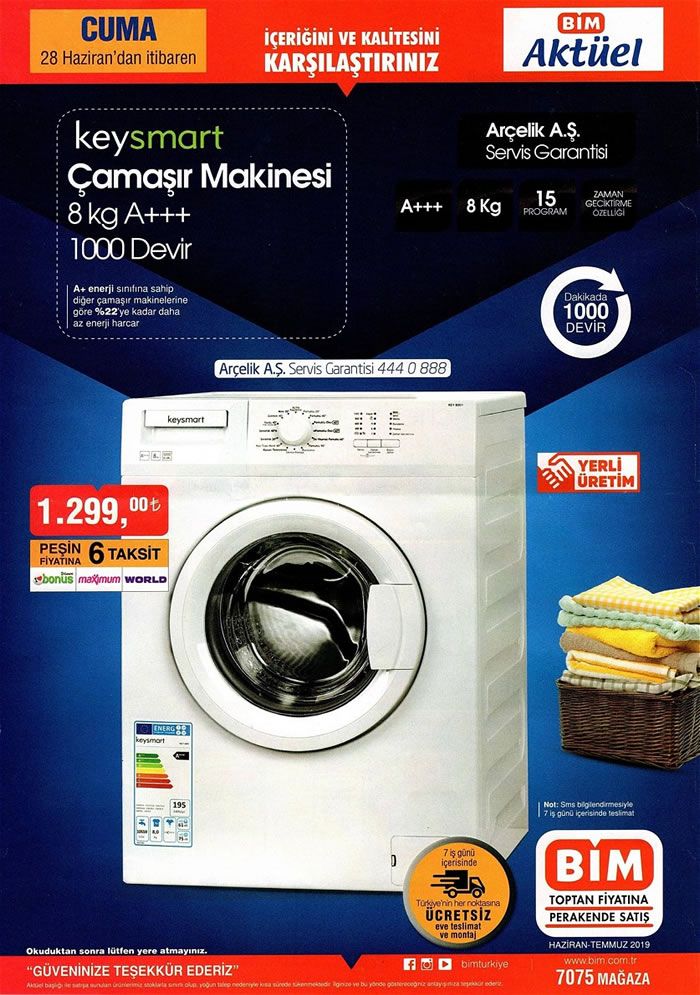 BİM Aktüel 28 Haziran 2019 Cuma - Keysmart Çamaşır Makinesi