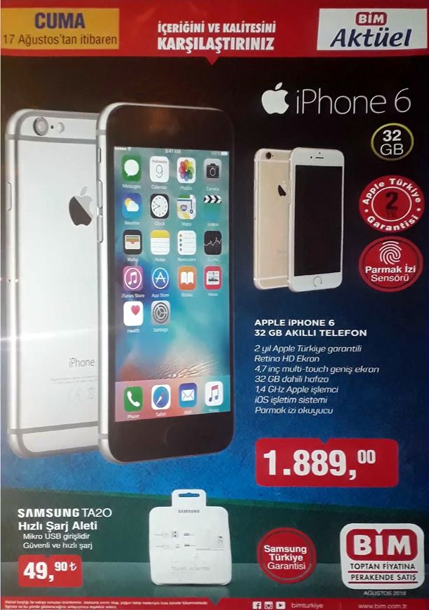 BİM iPhone 6 32 GB Akıllı Telefon - BİM 17 Ağustos 2018 Kataloğu