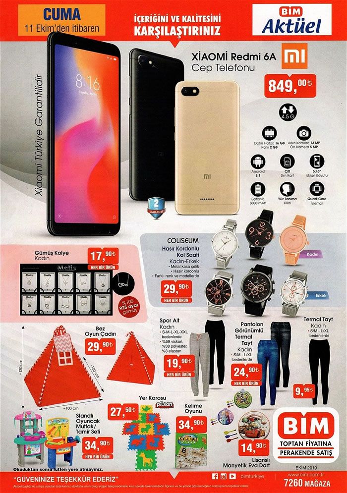 BİM Market 11 Ekim 2019 Kataloğu - Xiaomi Redmi 6A Cep Telefonu
