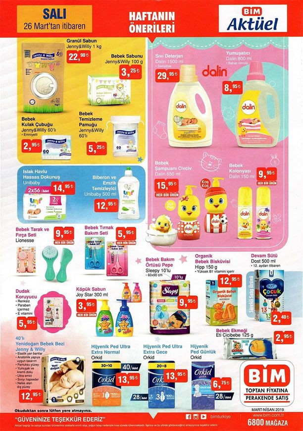 BİM Market 26 Mart 2019 Salı Fırsatları - Bebek Ürünleri