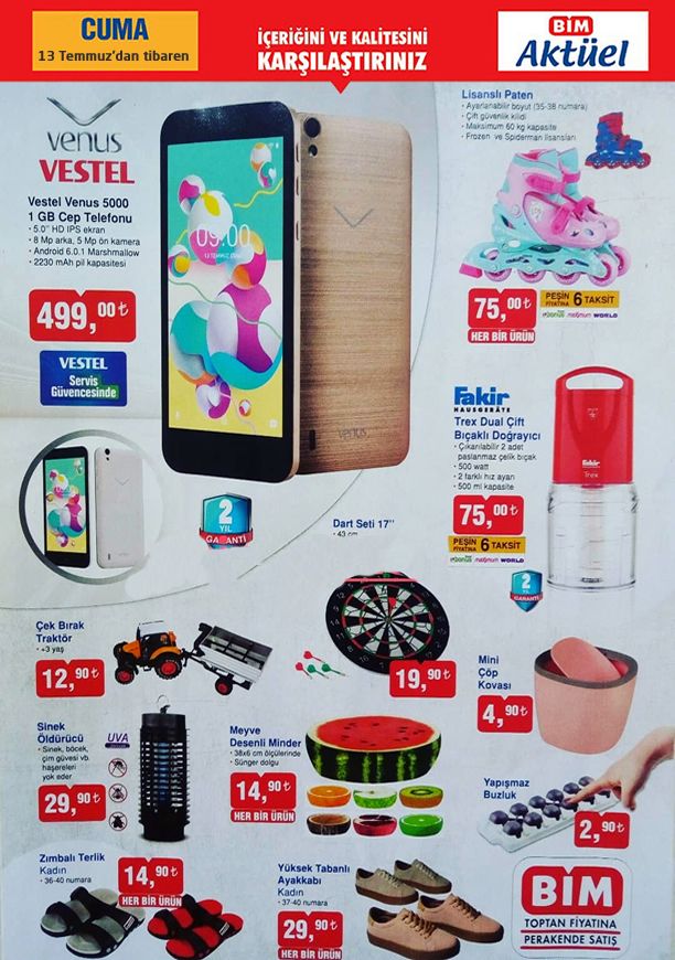BİM Market Cep Telefonu, Paten, Fakir Doğrayıcı - 13 Temmuz 2018